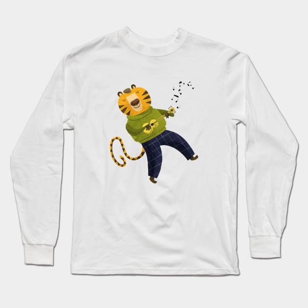 The Musician Tiger Long Sleeve T-Shirt by Sunshine Corner